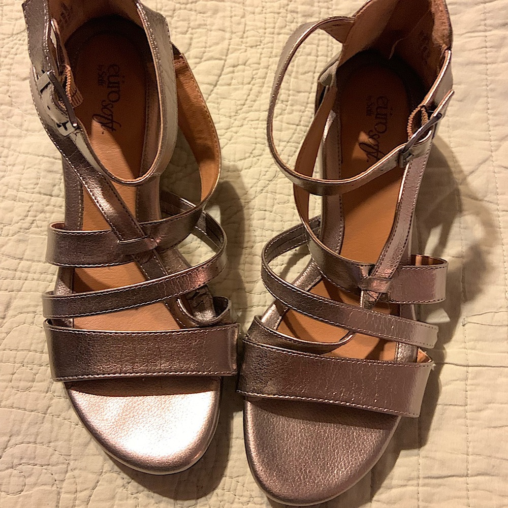 Dark Silver Wedge Sandals
